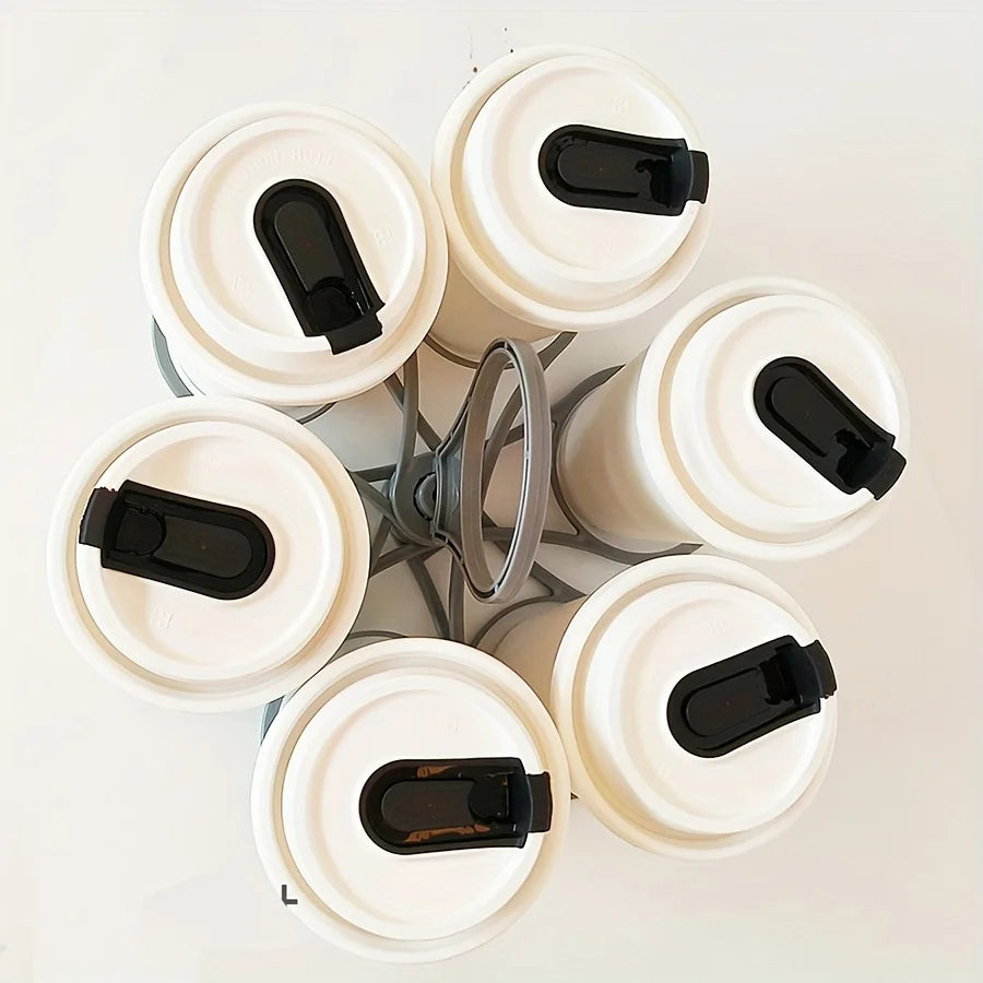 1/2pcs 6-Slot Portable Drink Holder Folding Beverage Tray with Handle Pocket-Sized for Outdoor Picnics Party Reusable Cup Holder