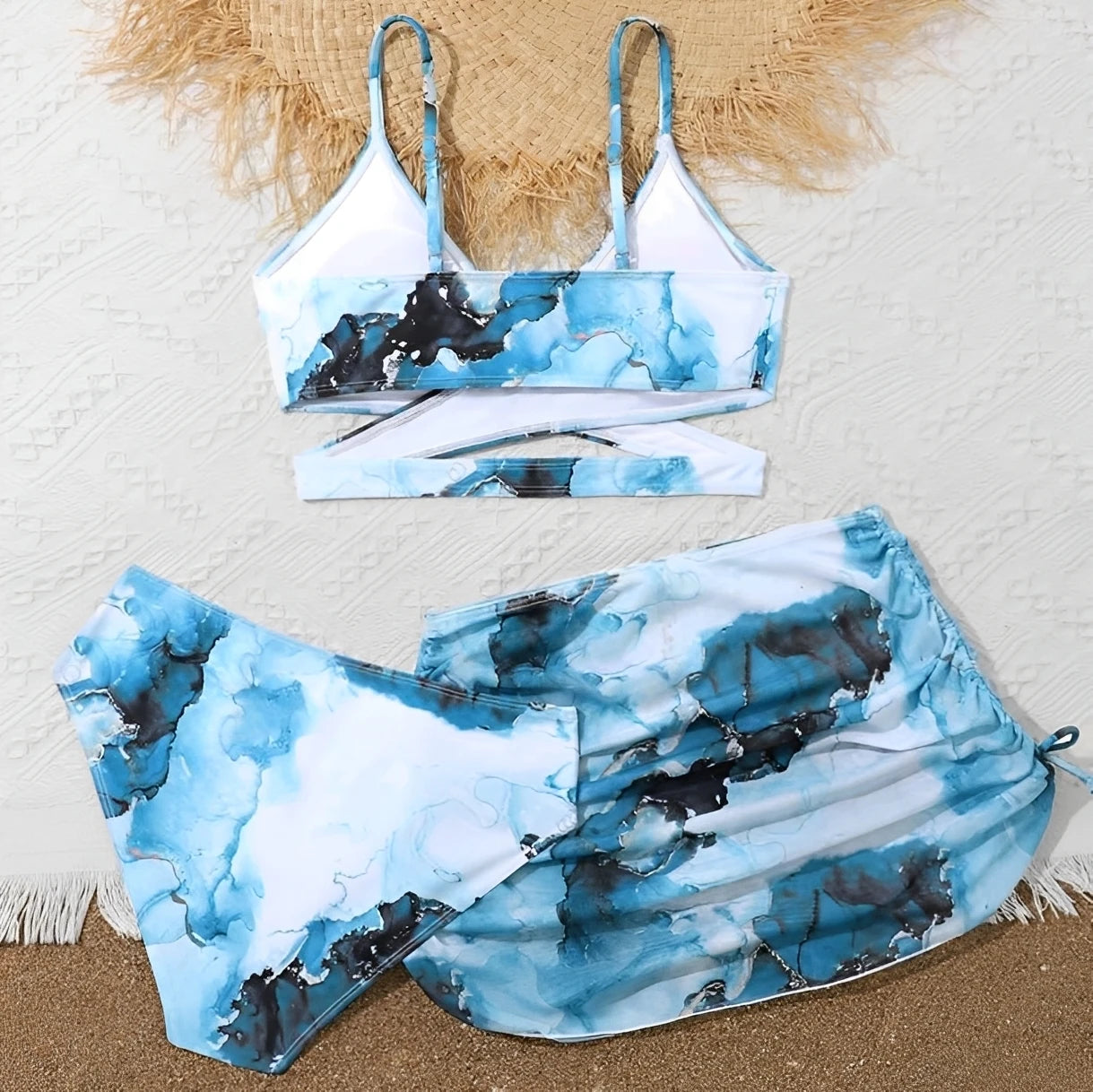 3 Pieces Tie Dye Print Bikini 2026 Girls Swimsuit with Skirt Kids Swimwear Female Bathers Bathing Swimming Swim Suit Beachwear