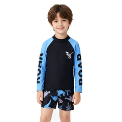 Boys Swimsuits Two Pieces Toddler 3 4 5 6 7 8 9 10 11 Years Long Sleeve Kids Swimwear Set Tops+Shorts Swim Outfits Bathing Suit
