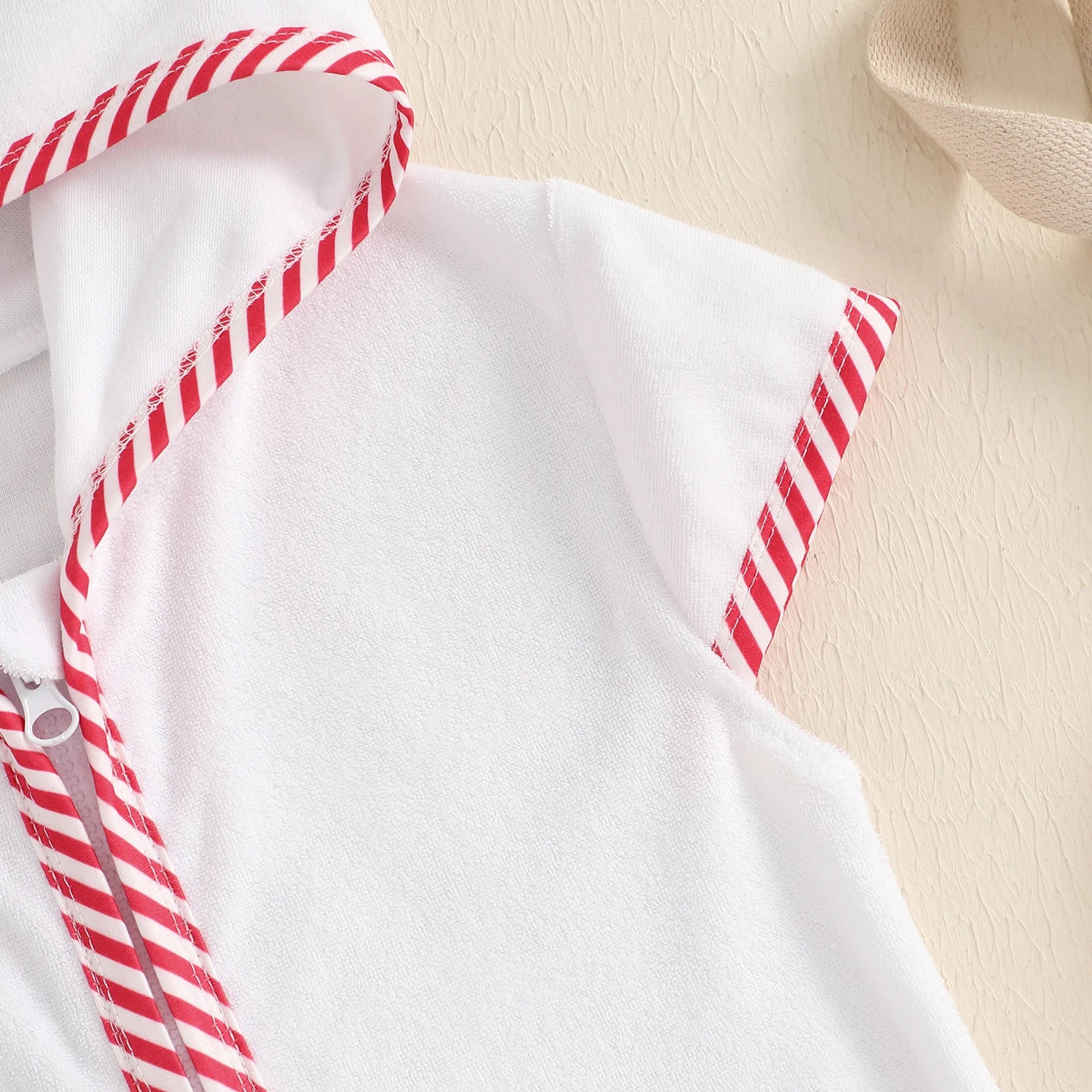 Toddler Girl Hooded Beach Coverup Summer Infant Stripe Print Zipper Bathrobe Children Short Sleeve Summer Swimwear Cover-up