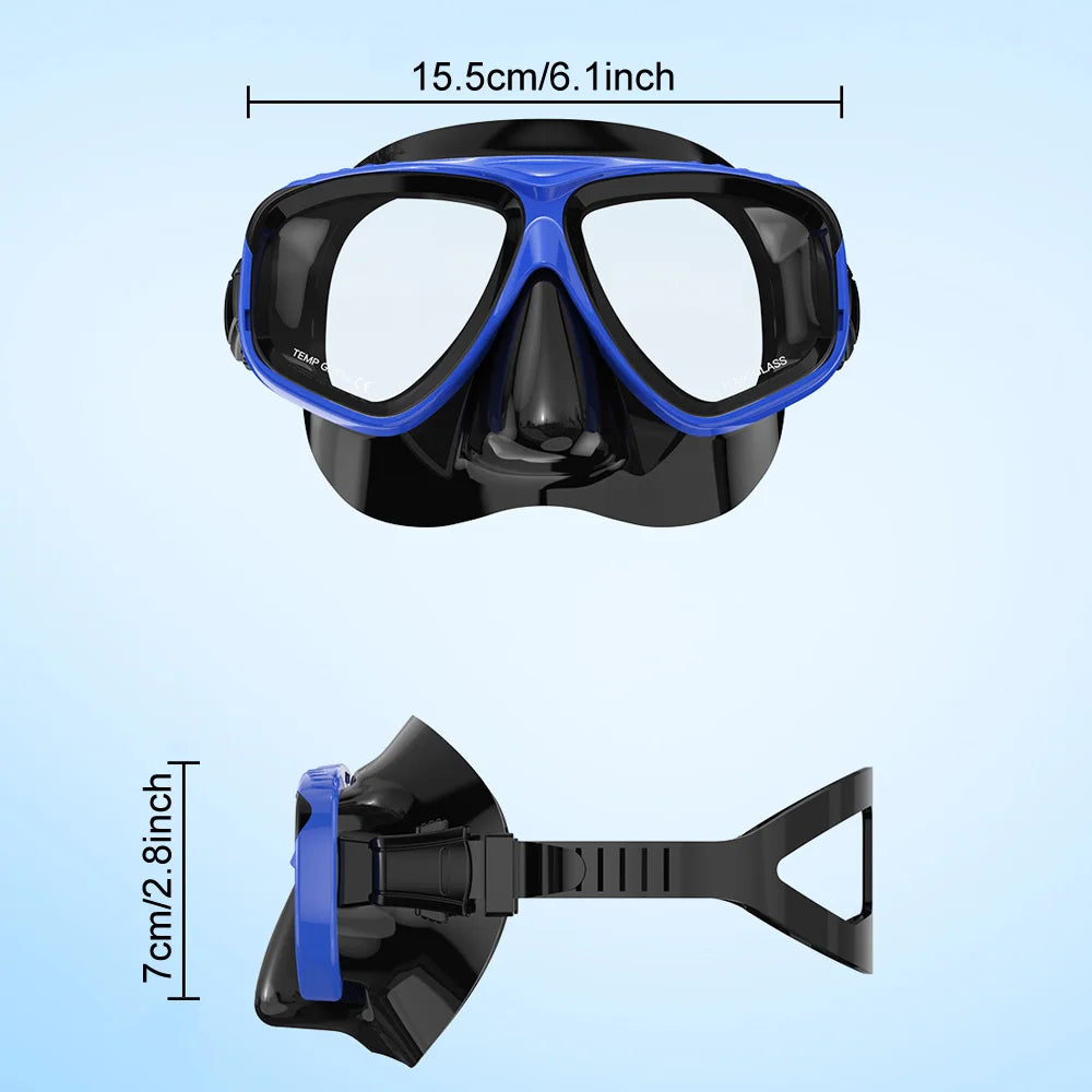 Diving Mask Optical Nearsighted Myopia Diving Glass Scuba Swimming Googles Tempered Glasses Short-Sighted Reading -1.0 to -9.0