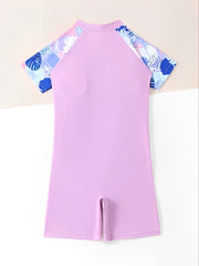 2026 Printed Girls Swimsuit One Piece Pink Kids Swimwear Female Children's Bathers Bathing Swimming Swim Suit Summer Beachwear