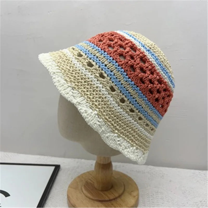 Popular Mix Coor Summer Bucket Hat For Women Tropical Beach Panama Bob Caps Outdoor Best Matched Sunshade Fisherman Hat Gift