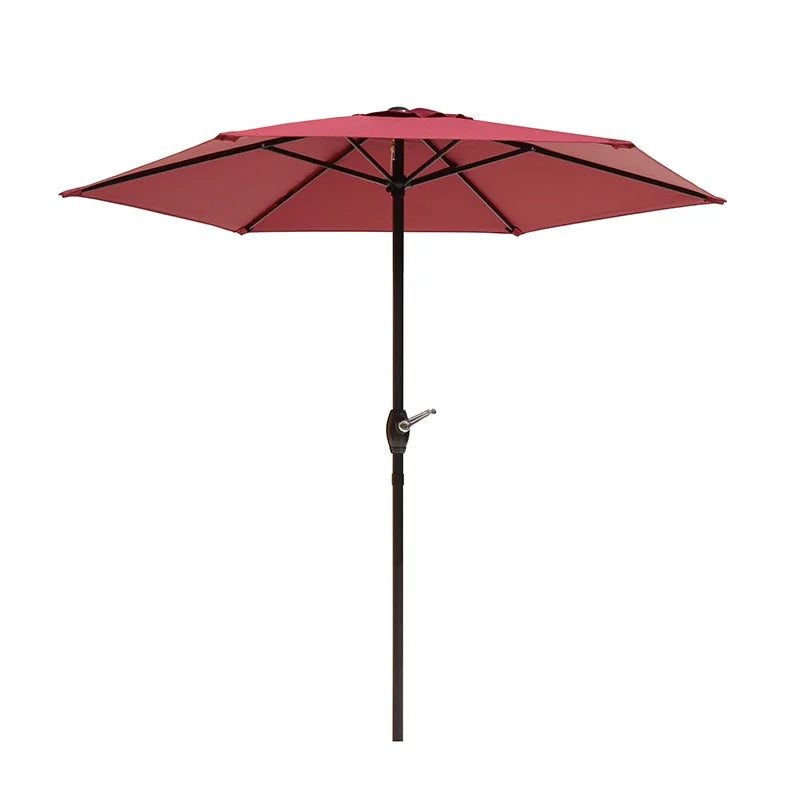 Large 2M Outdoor Sunshade Umbrella with Hand Crank Straight Center Pole for Garden Beach Camping and Advertising Stall UV Block