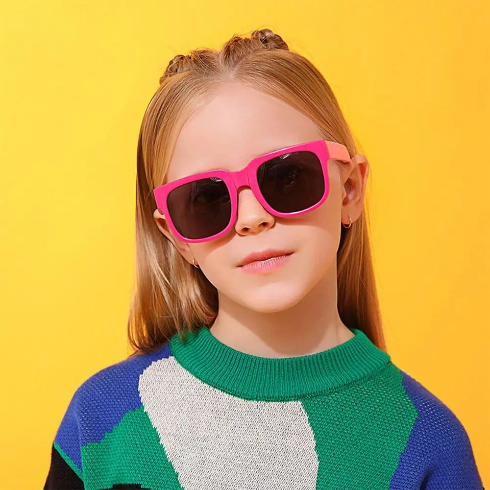 Kids Sunglasses for Toddler Boys and Girls Foldable Sunglasses Children Eyewear Square Frame Travel Goggle UV 400 Shades Eyewear