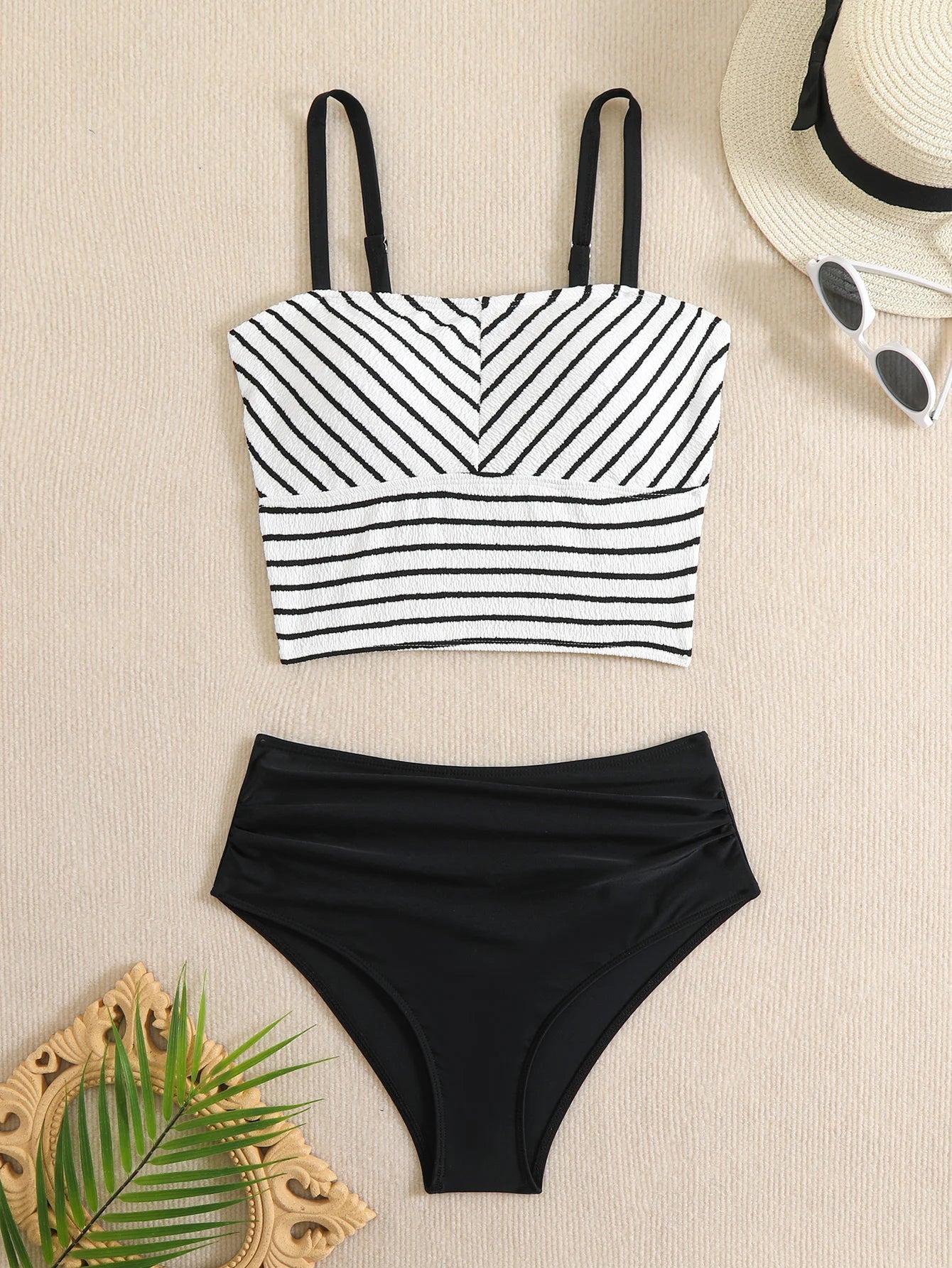 Printed Tankini Set Two Pieces Swimsuit Women Strappy Swimwear Female Bathers Bathing Swimming Swim Suit Beachwear
