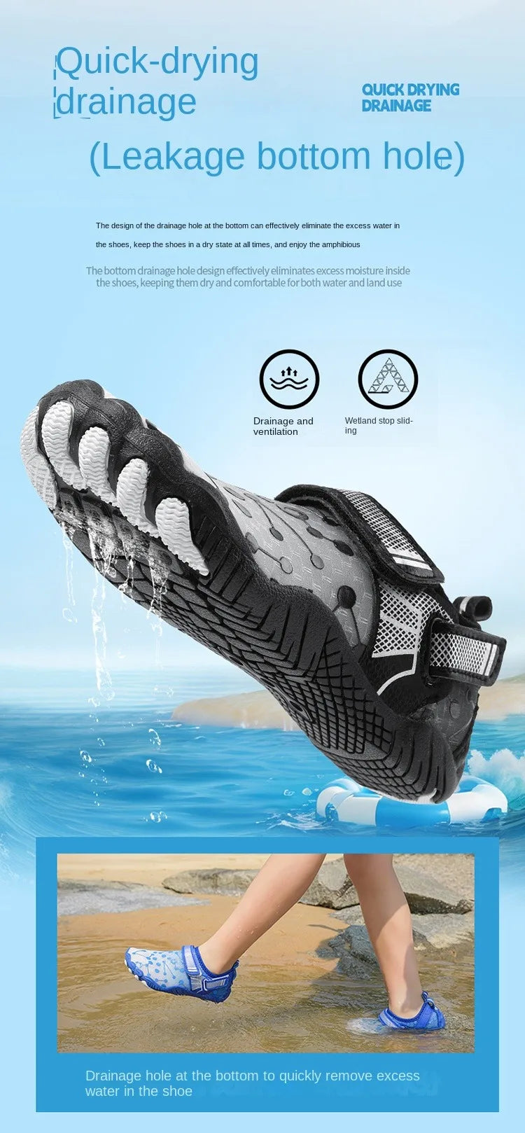 Water Shoes Children's Beach Shoes Quick-Drying Breathable Barefoot Swimming Water Shoes Outdoor Sneakers River Slippers Water S