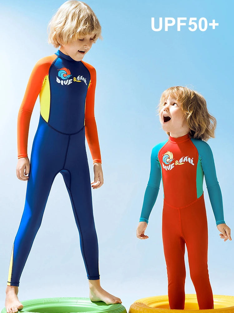 Boys/Girls UV Protection UPF50+ Swimwear Full Body Stinger Swimsuit Chlorine Resistant Bathing Suit One-piece Rash Guard