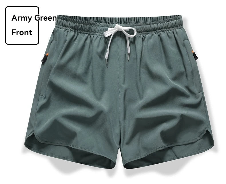 3/4 Sport Shorts Summer Men Casual Solid Ice Silk Light Sweat Absorb Quick Dry Running Fitness Outdoor Loose
