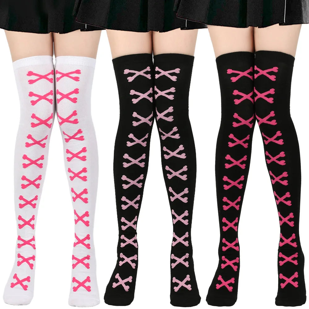 Halloween Stockings Blood Bat Spider Web Socks Festival Dress Up Props Cosplay Makeup Ball Party Skull Head Bone Long Socks New