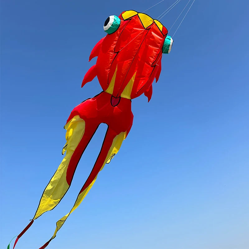 10M 3D Goldfish Soft Kite 3 Air Inlet Inflatable Nylon Large Beach Professional Kites Easy To Fly and Tear Proof Cometa Gigante