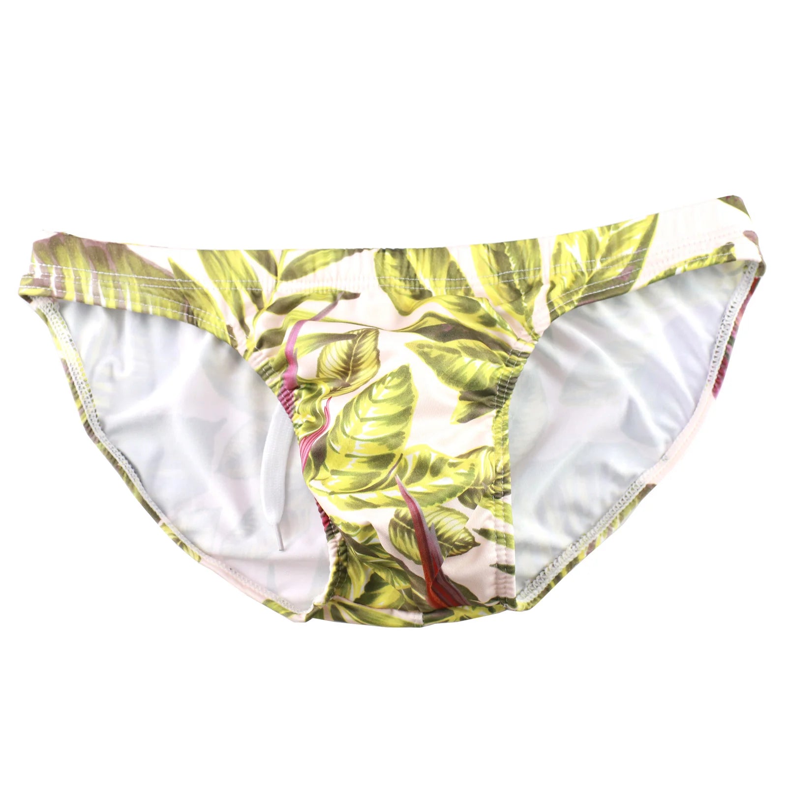 Mens Drawstring Swimming Briefs Quick-drying Print  Low Waist Swim Trunks Lace Up Beachwear Bathing Shorts Summer Bikini