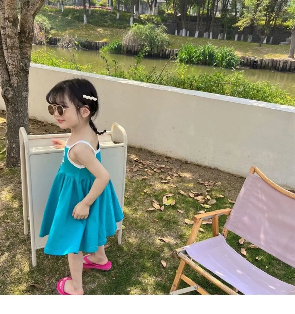 2026 Summer Girls Cute Print One Piece Suspender Dress Casual Design