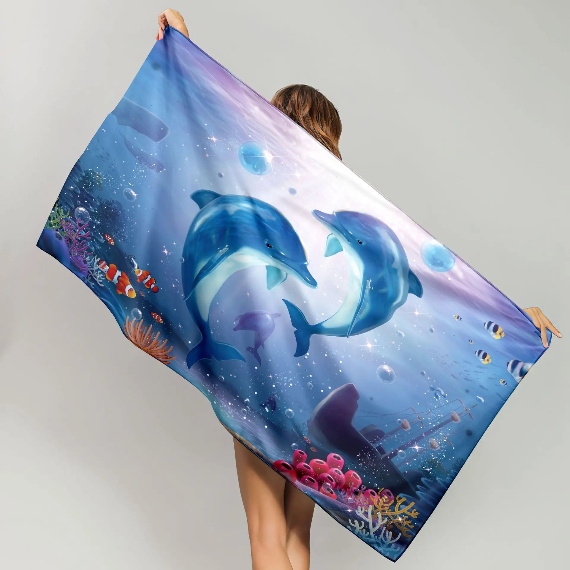 Watercolor Palm Tree Geometric Beach Towel Soft Microfiber Quick Dry Absorbent Towel For Beach Pool Vacation