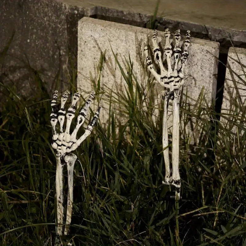 1/6pcs Skeleton Bone Garden Ground Stakes Skull Head & Hand for Halloween Home Yard Ground Insert Holiday Party Decor Ghost Hand