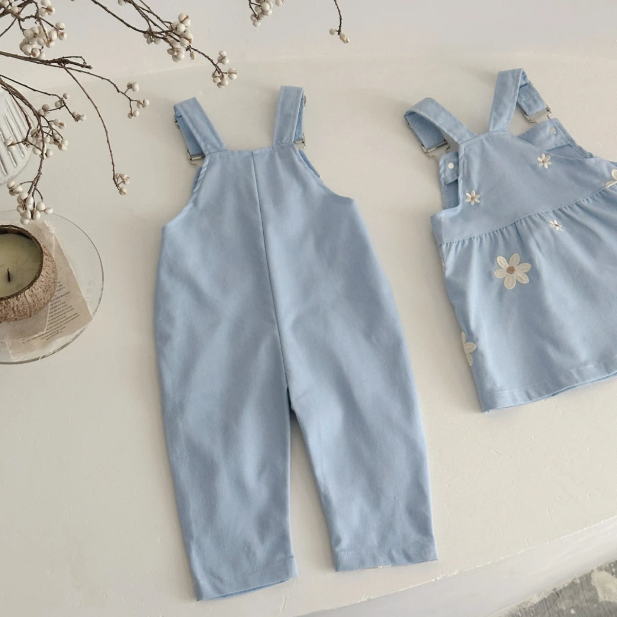 Summer Hot Baby Suspender Pants Sleeveless Flower Embroidery Loose Overalls Romper Girls Jumpsuits Boys Clothes with Pockets