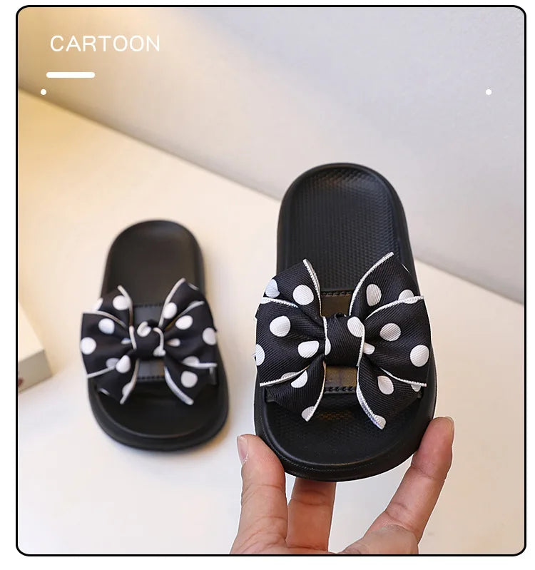 2026Summer Children's Slippers Girls Princess Non-slip Soft Sole Slippers Toddler Girl Shoes Bow Tie Slippers Flip Flops Outdoor