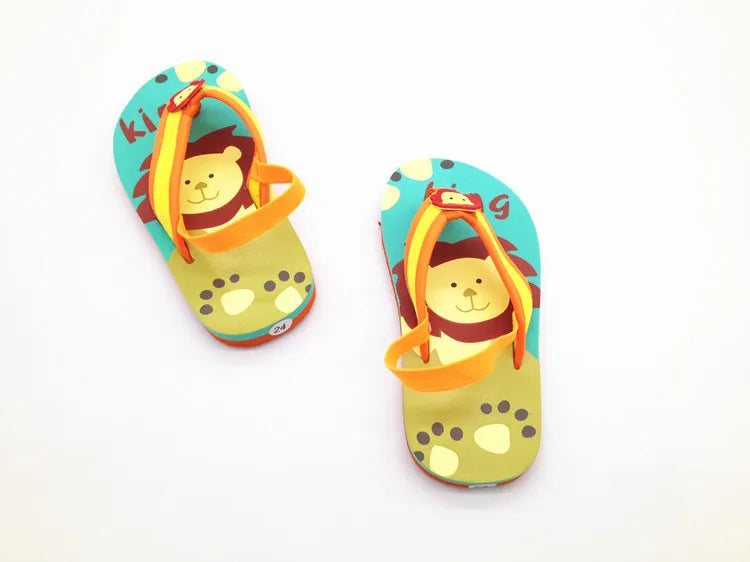2026 Summer Children Cute Cartoon Animal Slippers Beach Shoes Kids Flip Flops Elastic Band Anti-slip Sandals Boys Girls Slippers