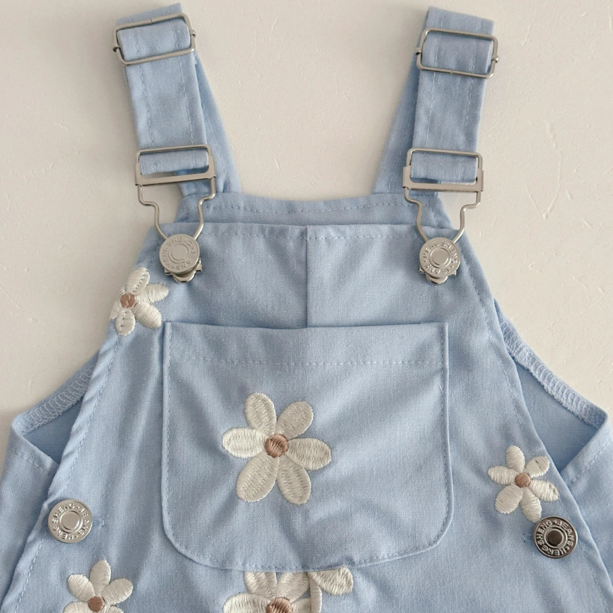 Summer Hot Baby Suspender Pants Sleeveless Flower Embroidery Loose Overalls Romper Girls Jumpsuits Boys Clothes with Pockets