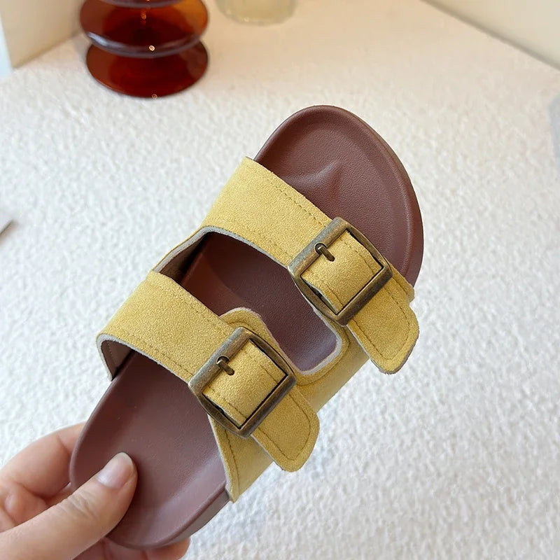 New Trend Girls Open-toe Slippers Summer Children's Causal Slip-on Shoes Fashion Kids Simple Boys Beach Flat Slippers Non-slip