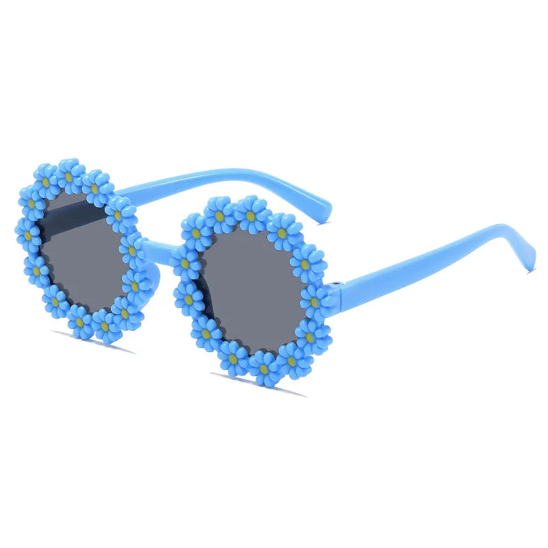 Round Flower Sunglasses for Kids Cute Daisy Glasses Children Outdoor Sun Protection Shades Fashion Funny Party Eyewear