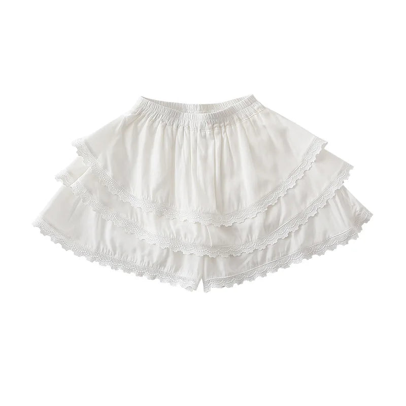 Beachwear Family Look Outfits Blue Plaid Shirt Lace Decor Camis White Shorts Skirt Parent-child Matching Clothes Soft Streetwear