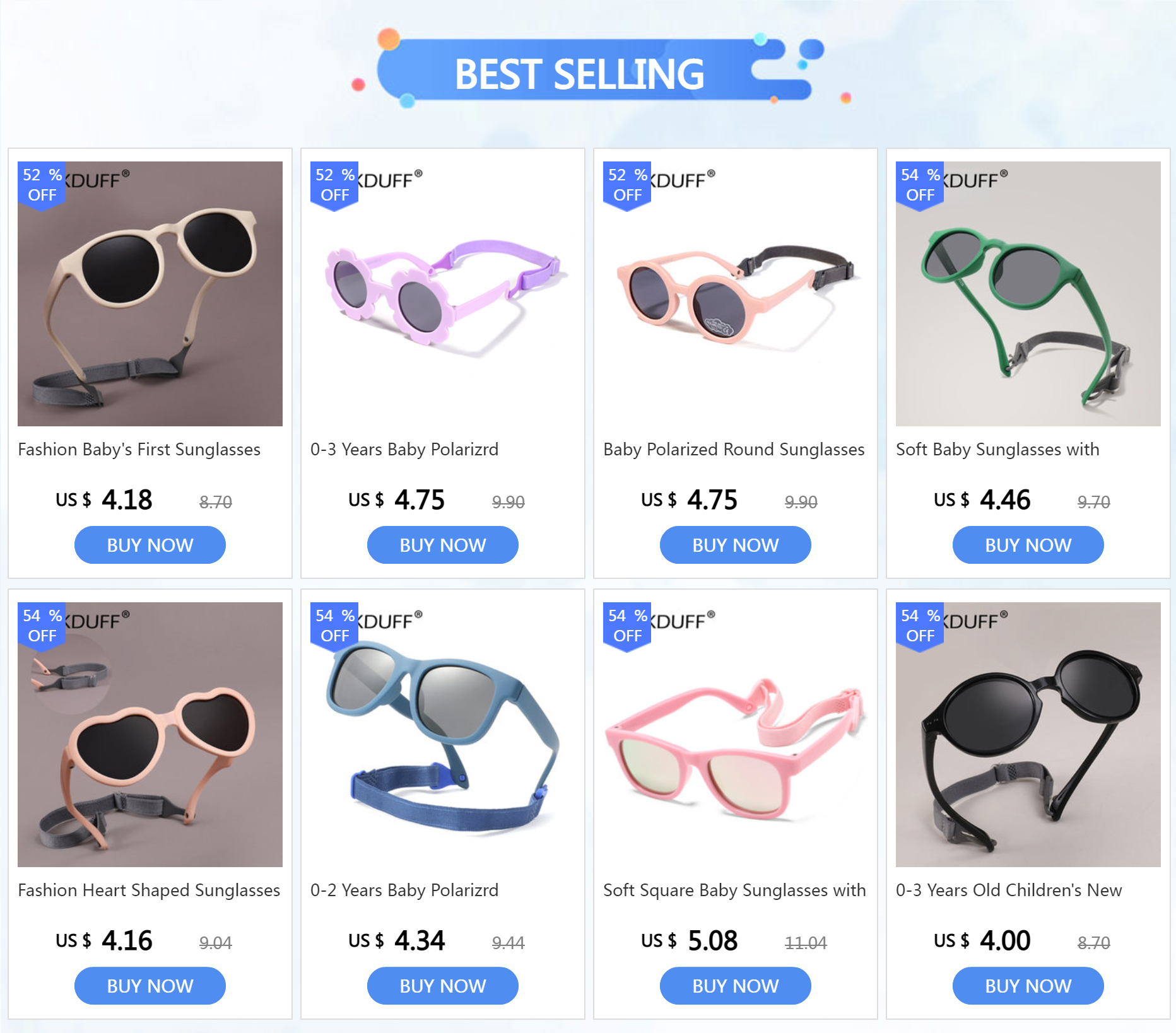 Fashion Baby's First Sunglasses with Strap Round Flexible UV400 Polarized Infant Sunglasses for Ages 0-3 Years