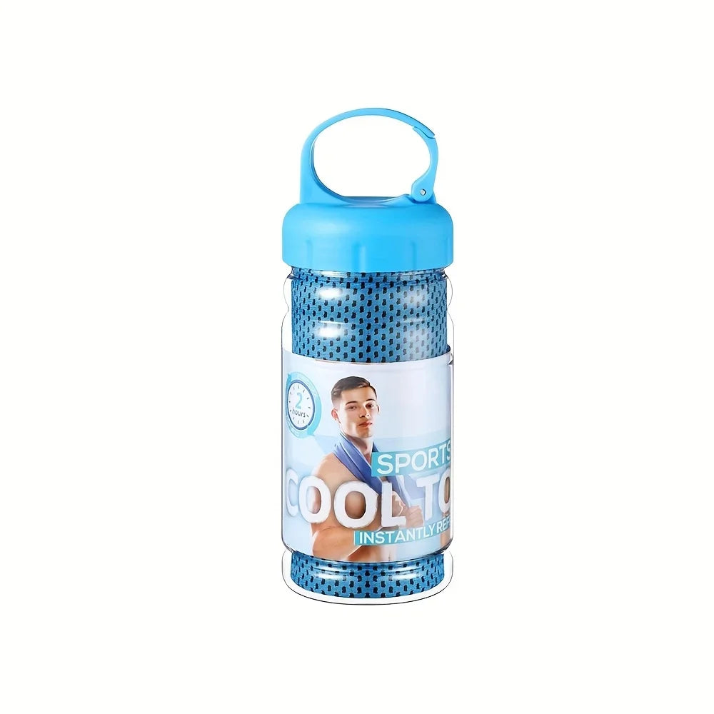30×80cm Portable Bottle Mounted Quick Dry Towel Gym Sports Sweat Absorbent Cold Sensation Fast Ice Towel Swimming Beach Towels