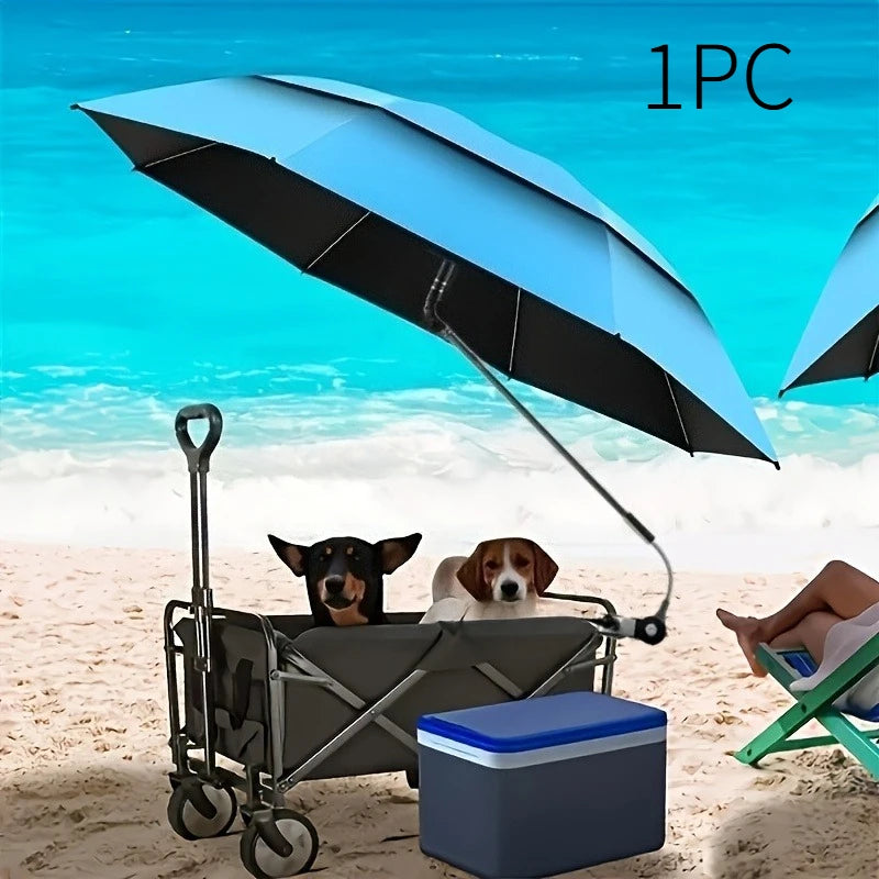 Beach Sunshade Umbrella, Double-Layer Ventilated Canopy for Beach Chair, Camping, Fishing & Outdoor Activities