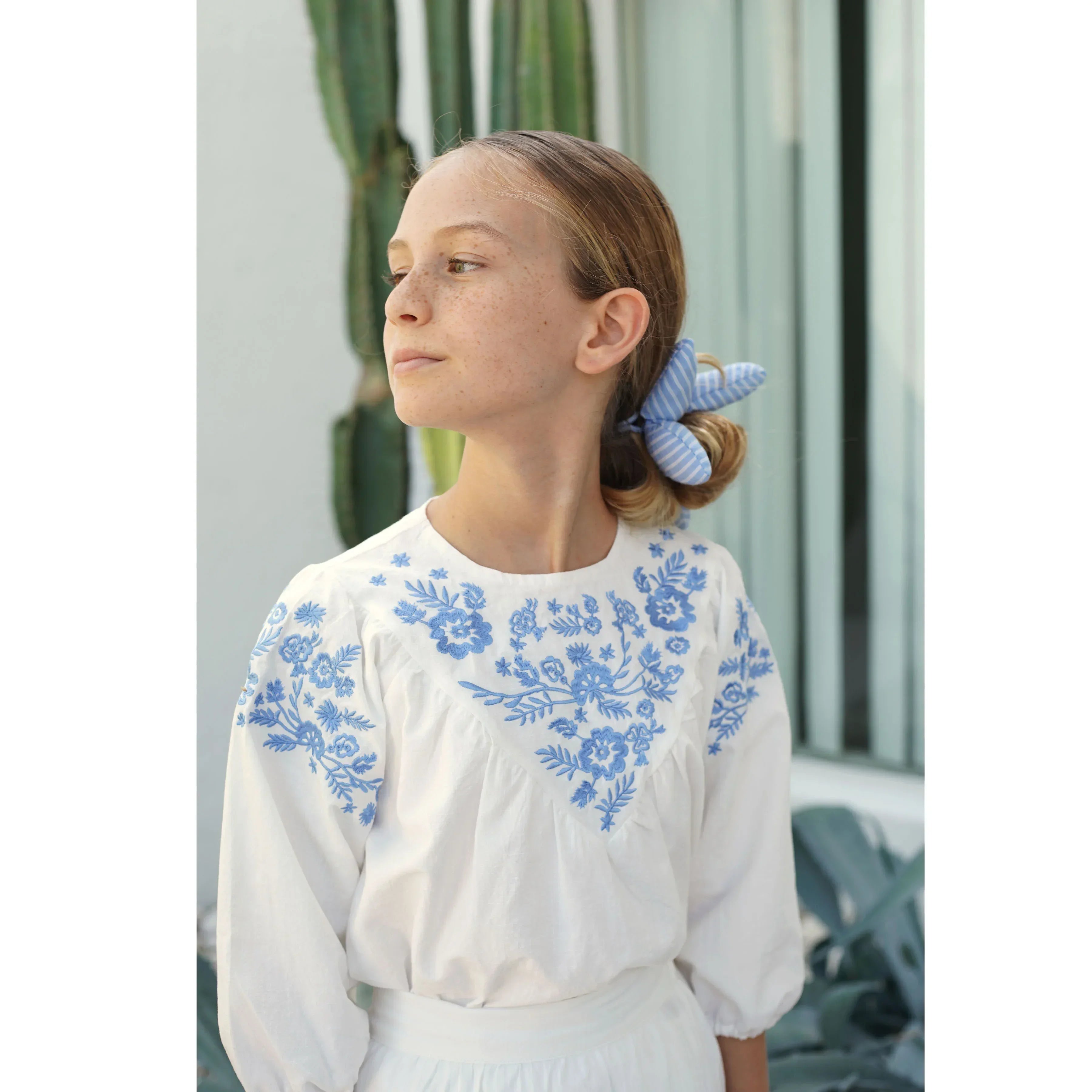 AP Cobalt Embroidery Collection Not Transparent 2025SS Girls Dress Sister Brother Matching Clothing Set Baby Romper Knit Polo