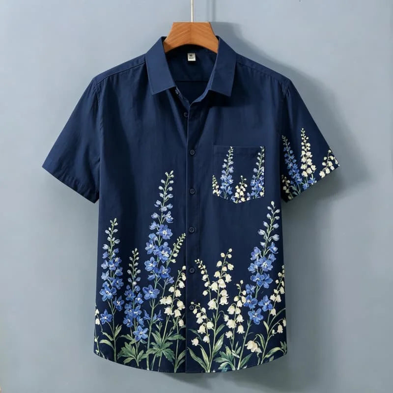 Men's Fresh Floral Vacation shirt, Short Sleeved Shirt With pockets, Suitable For Casual Street Wear In Summer