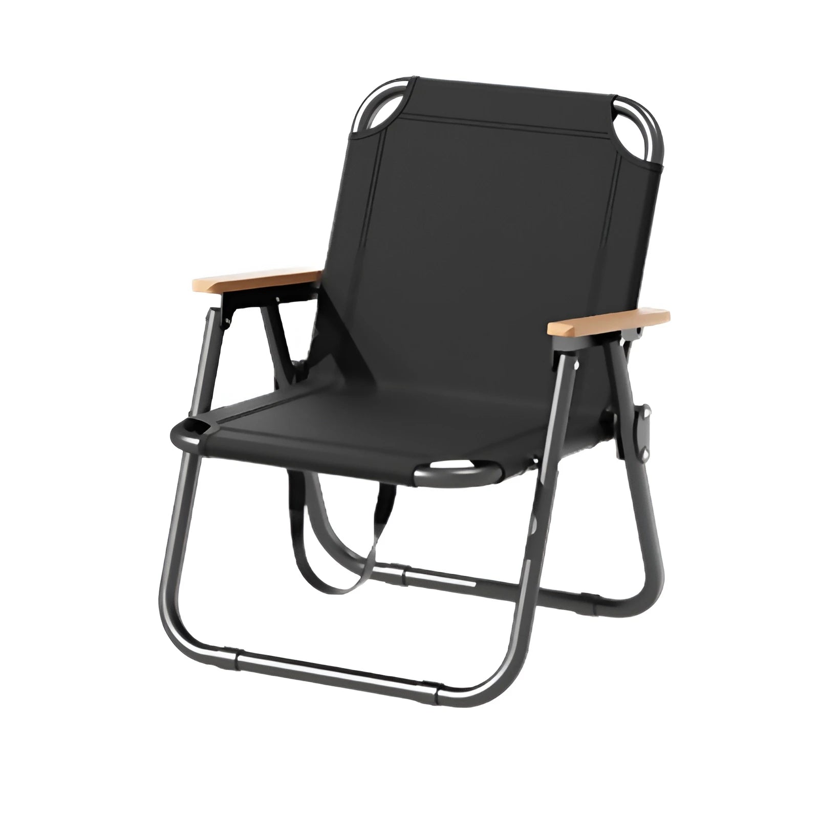 Portable Camping Chair Picnic Oxford Cloth Chair Beach Fishing Chair Outdoor Folding Beach Chair with Non-slip Mat Aluminum Blac