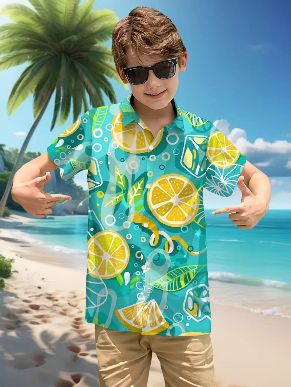 Hawaiian Shirt for Boy Summer Beach Summer Casual Short Sleeve Top Flower Botanical Print Fashion Outerwear Holiday Boys Shirt