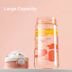 550ml Cartoon Animal Water Bottle Portable Safety Lock Cute Straw Cup Kids Leak-proof Drinking Jug For Outdoor Camping Travel