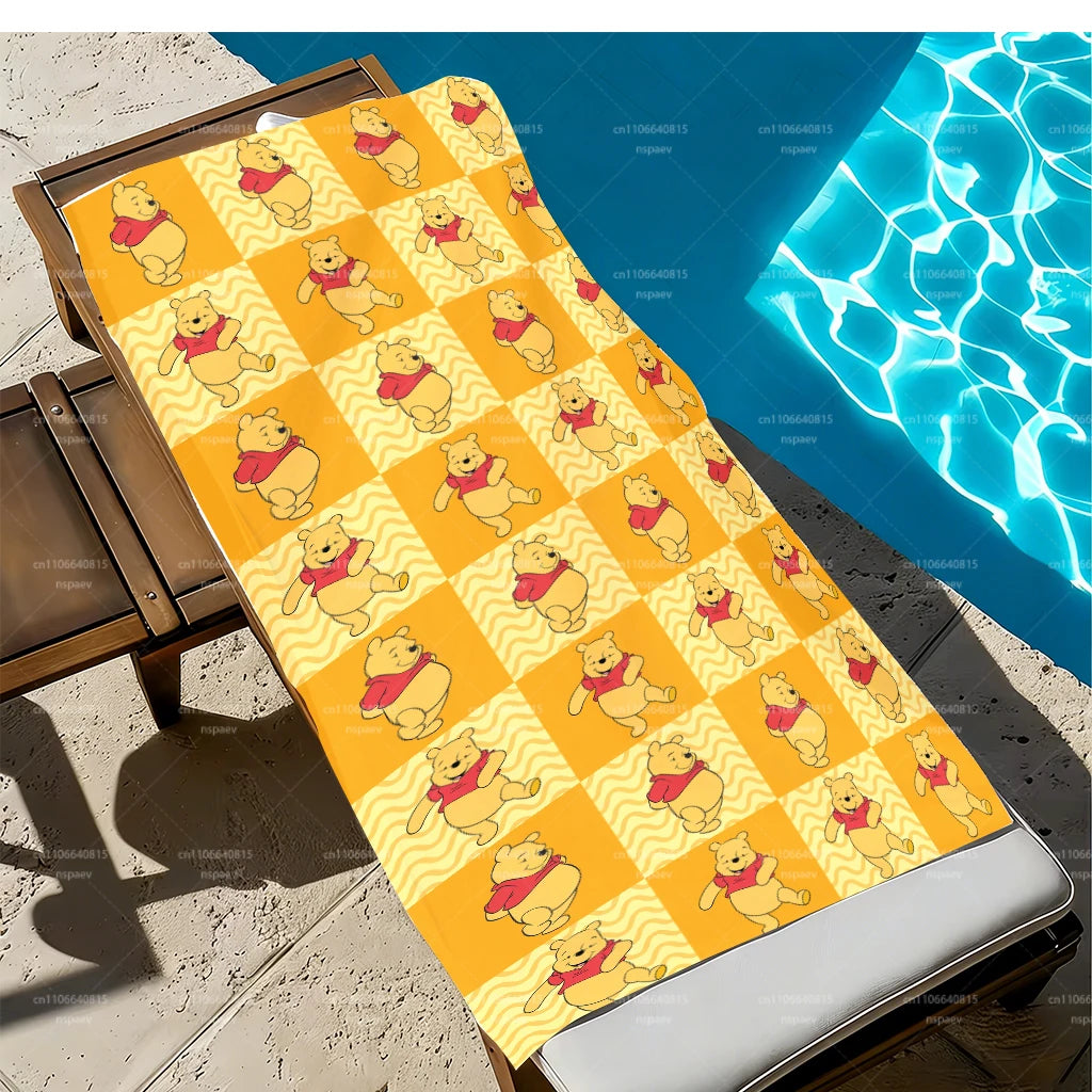 Winnie The Pooh Beach Towel for Adults Women Men, Cute Cartoon Printed Towel, Large Quick Dry Sand Free Microfiber Swim Towel