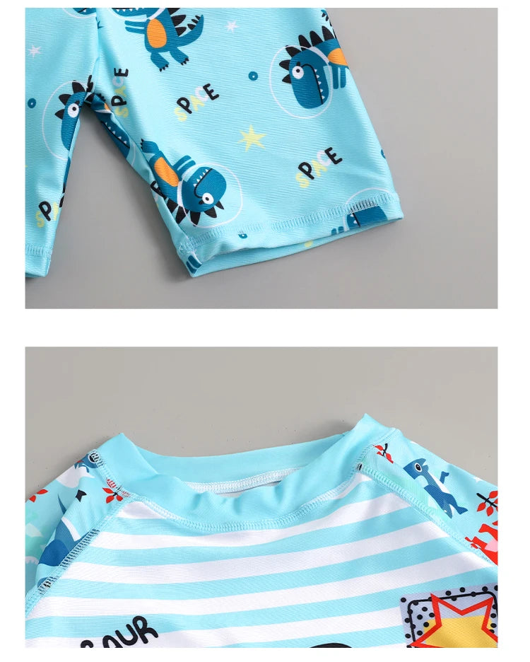 Boys Girls Cartoon Cute Swimwear Spring Summer Beach Clothing Set Sun Protection Long Sleeve Swimming Suits Kids Bathing Suit