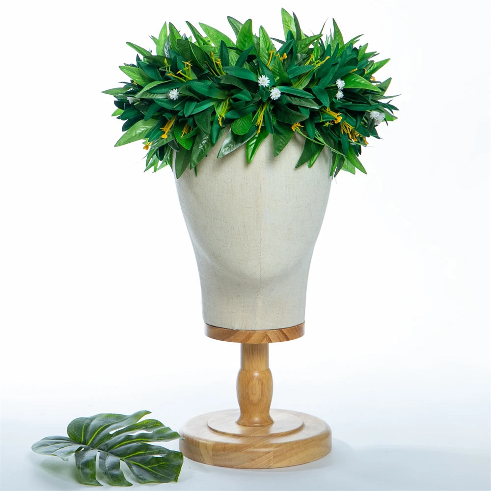 Artificial Maile Leaf Spider Lily Flowers Tropical Haku Head Lei Po'o Hawaii Crown Handcrafted Gifts Hula Dancing Performace