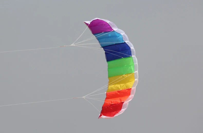 Outdoor Fun High Quality 1.4m Dual Line Parafoil Kite With Handle String Rainbow Sports Beach Good Flying