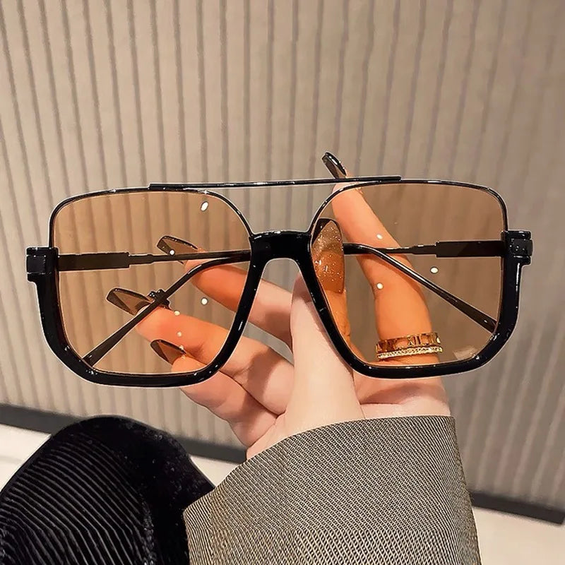 New Man Woman Sun Glasses High Quality UV400 Sunglasses Unisex Double Beam Design Half-Frame Sunnies Fashion Versatile Shade