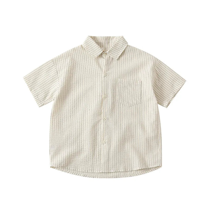French Style Parent-child Matching Outfits Holiday Family Look Striped Button Shirt Ruffles Dress Cotton Soft Clothing Set Beach