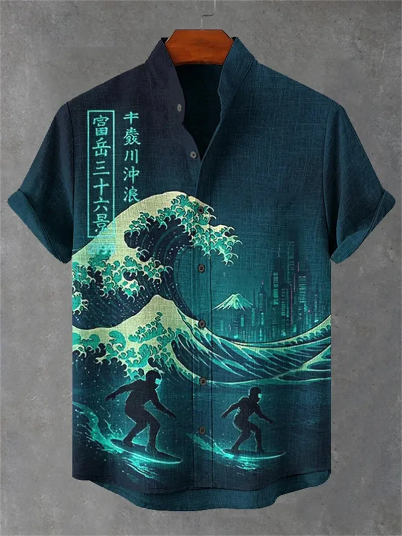 Summer Fashion New Men's Linen Hawaiian Shirt 3D Printed Shirt Short Sleeve Casual Beach Shirt Vintage Shirt