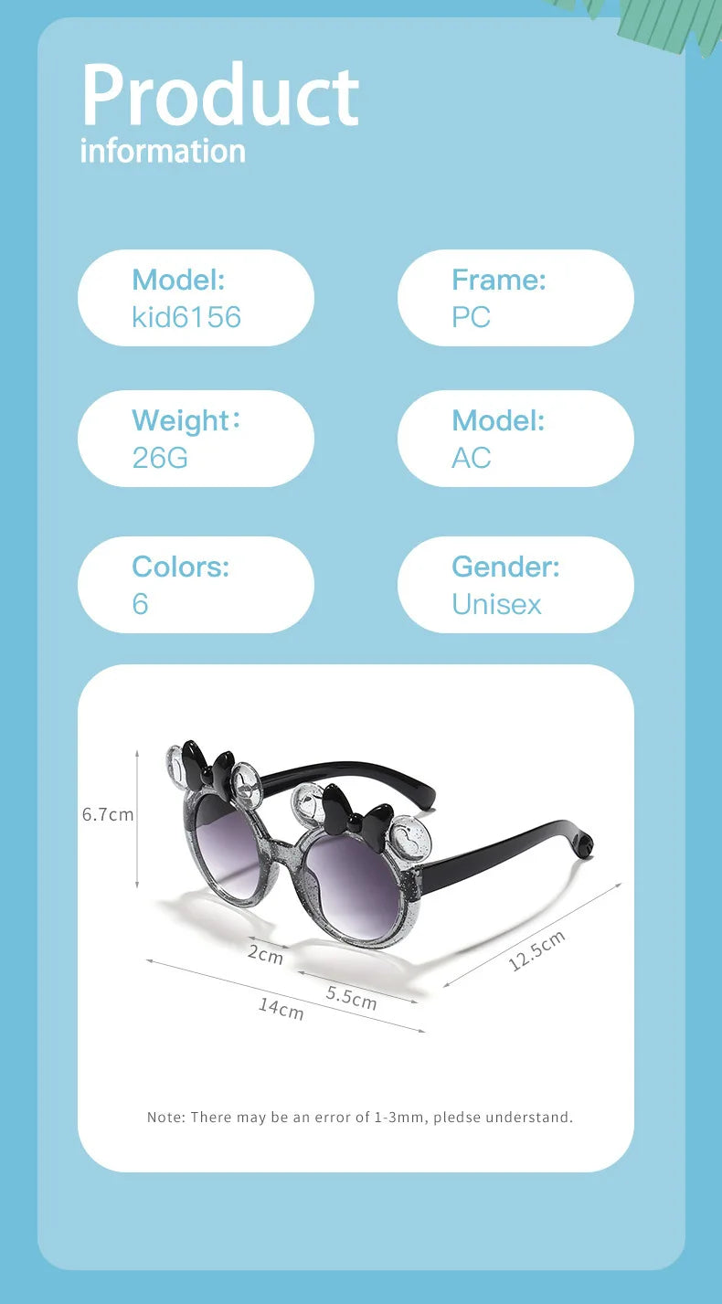 2025 Cartoon Cute Photo Concave Shaped Glasses Children's Bow Candy Colored Sunglasses For Girls, Trendy Sunglasses,
