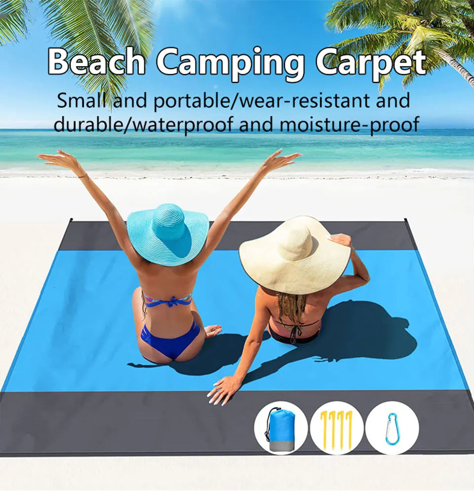 200*210cm Portable Sandproof Beach Mat Beach Blanket Waterproof Quick Drying Lightweight Picnic Mat for Travel Camping Hiking