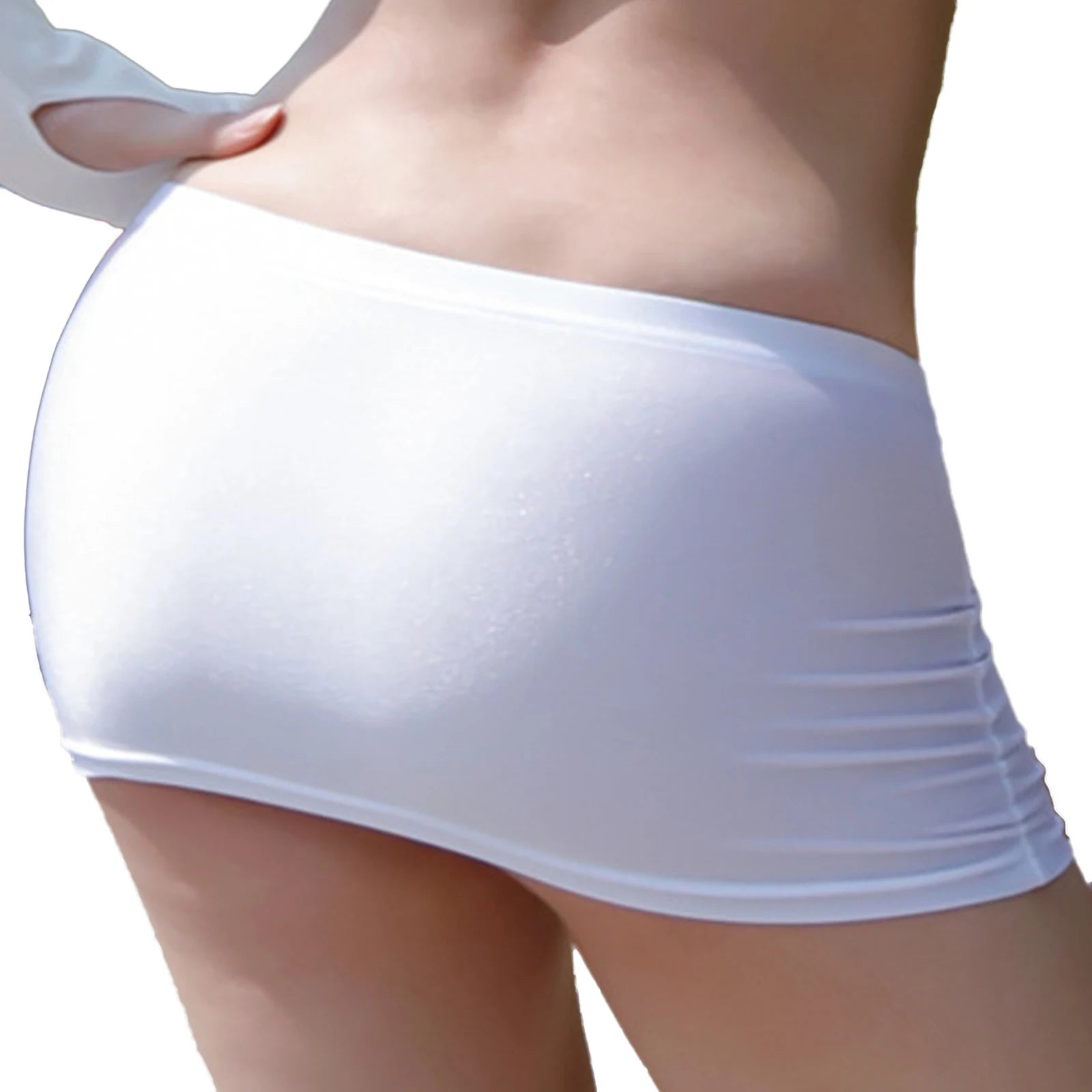 Womens Low Rise Miniskirt Solid Color Elastic Waistband Lingerie Bodycon Mini Skirt Sheer Ultra Pencil Skirt Beachwear Nightwear