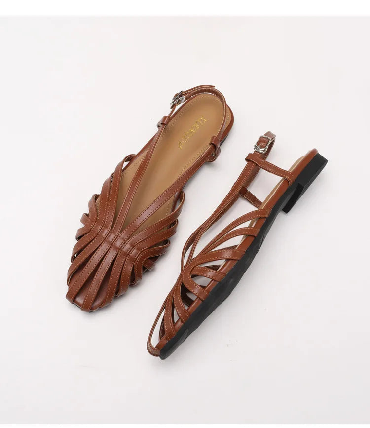 ZAROY Narrow Band Women Flat Sandals Large Size Designer Brand Banquet Wedding Shoes Summer Hollow Beach Gladiator Sandalias