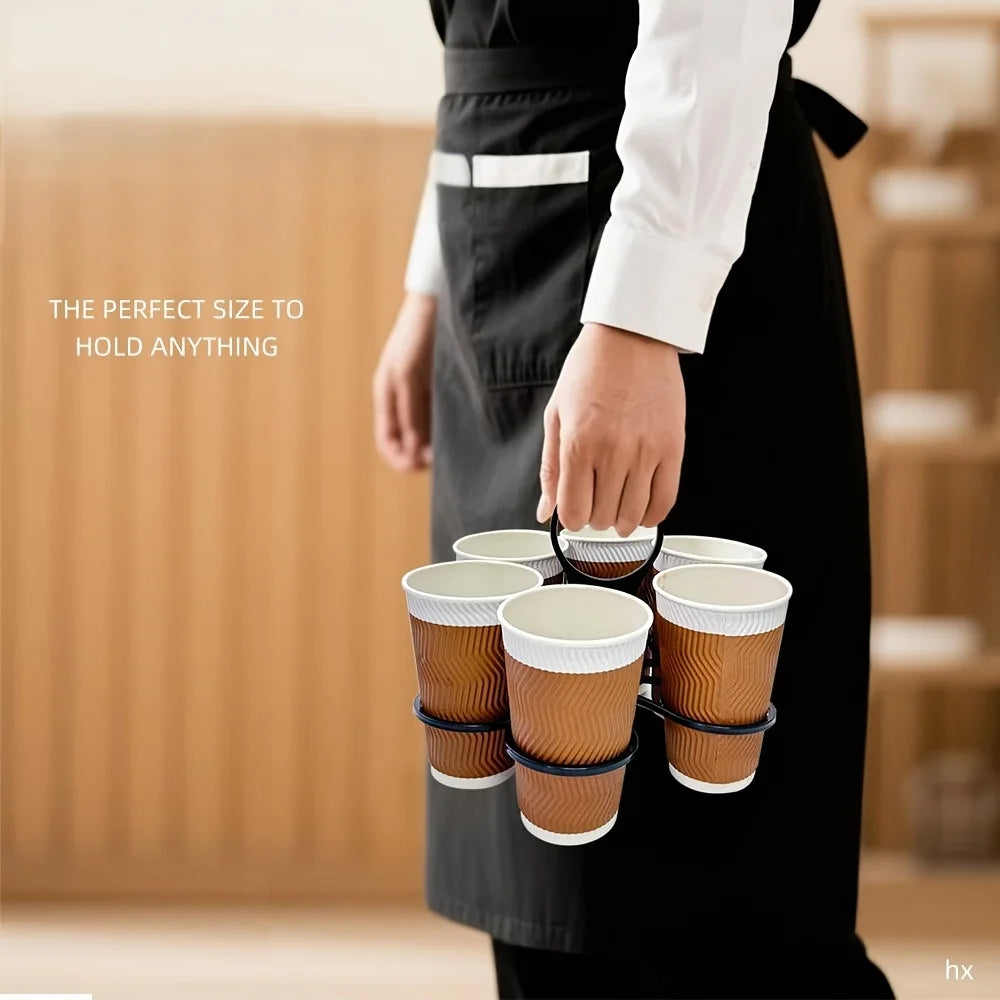 1/2pcs 6-Slot Portable Drink Holder Folding Beverage Tray with Handle Pocket-Sized for Outdoor Picnics Party Reusable Cup Holder
