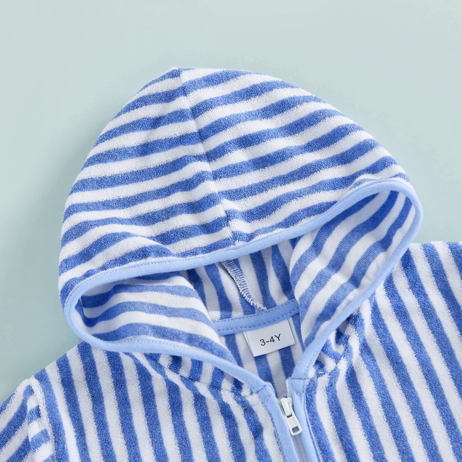 Summer Baby Swim Cover Up Bathing Suit Kids Hooded Towel Infant Boys Girls Short Sleeve Stripes Print Bathing Suit Coverup