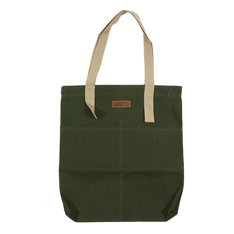 Women Canvas Tote Bag Solid Color Designer Ladies Casual Handbag Shoulder Bag Large Capacity Cotton Reusable Shopping Beach Bag