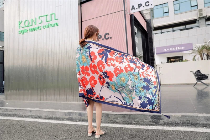 Fashions 90x180cm Twill Cotton Pareo Beach Cover-Ups Women Large Beach Dress Bikini Bathing Swimwear Cover Up Sarong Wrap Scarf