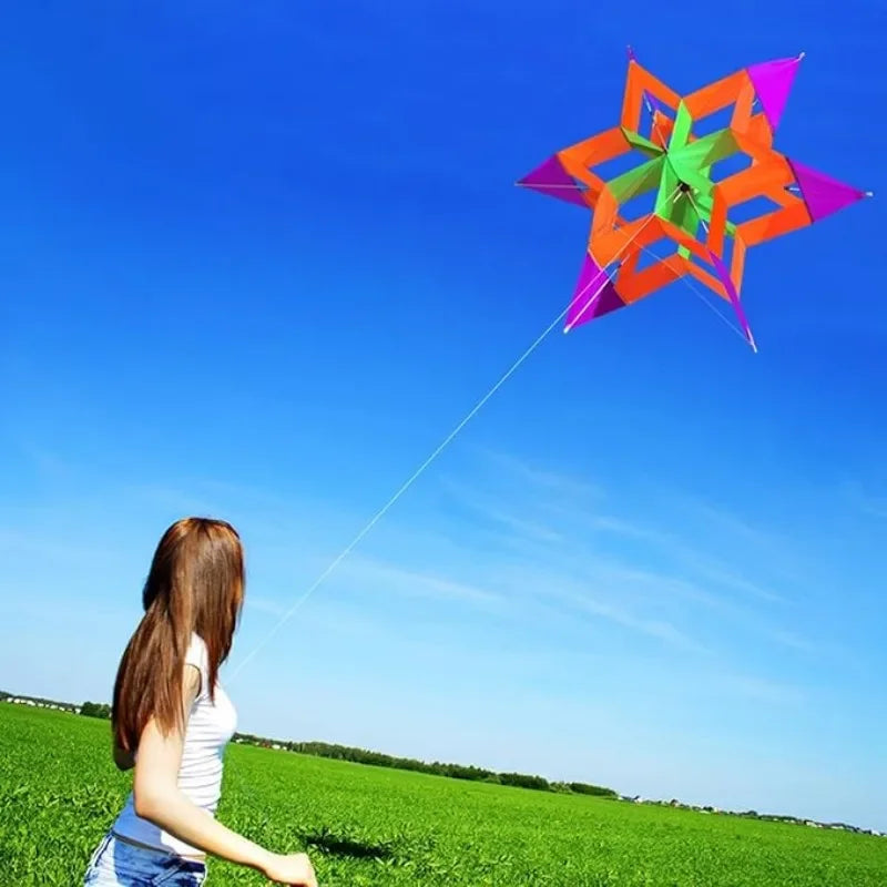 Colorful 3D Lotus Flower Kite for Kids Adults Easy to Fly Flower Kites with Flying Line Outdoor Toy for Picnic Beach Park Travel